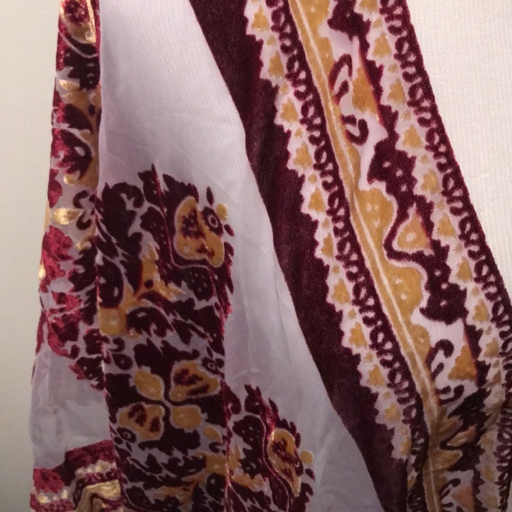 NWT Free People Red/Gold MUSE Burn Out Kimono O/S - Picture 7 of 11